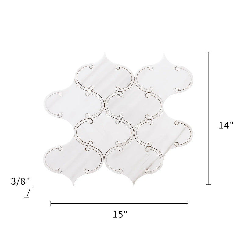 Thassos White & Mother of Pearl 14-in x 15-in Polished Waterjet Mosaic Floor and Wall Tile( 7 sq. ft. /Box )