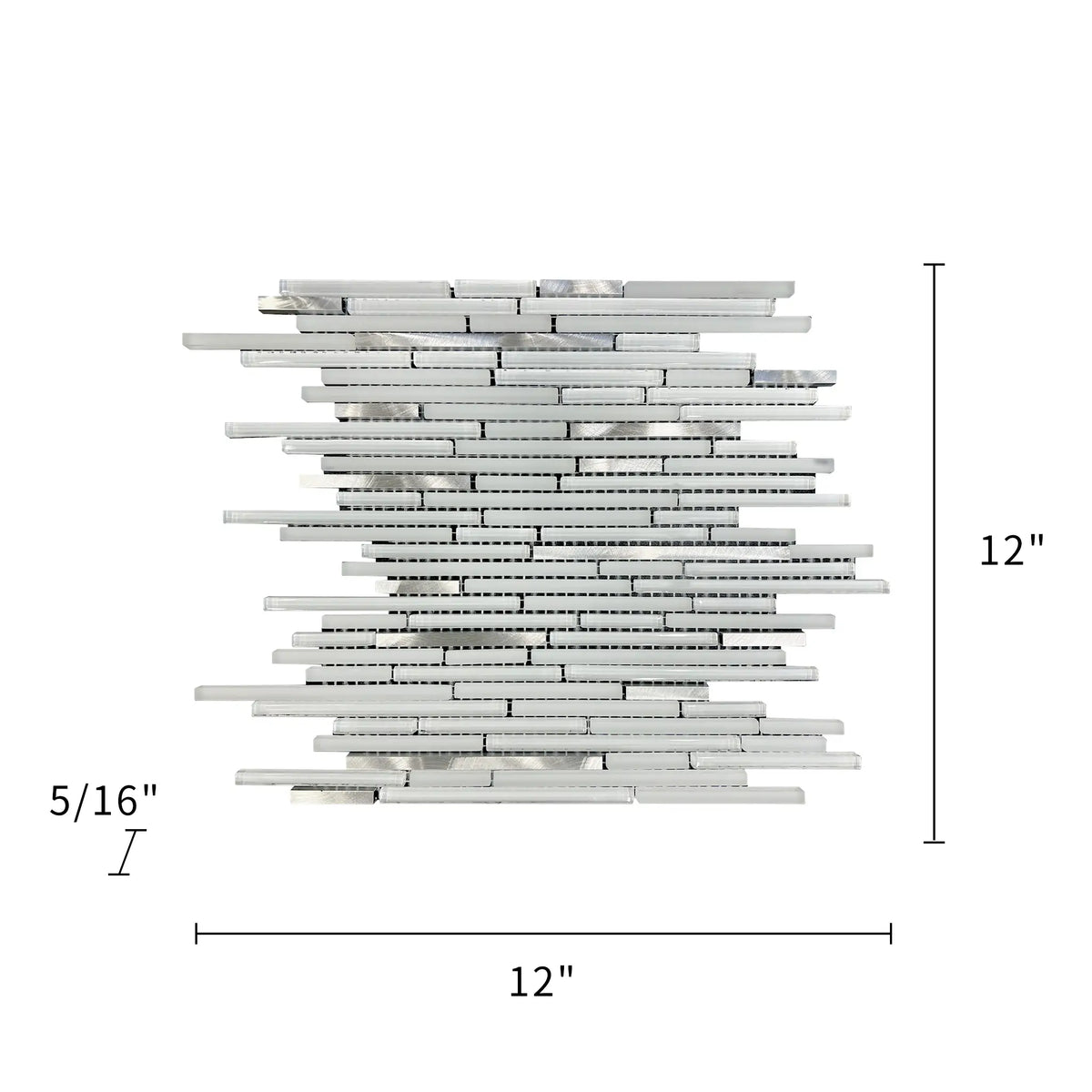 White Shadow Glass Mix Thin Strip Glass Mosaic Wall Tile - Sample (Product Shown is Full Size)