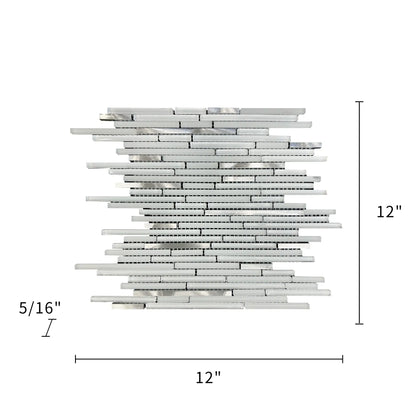 White Shadow Glass Mix Thin Strip 12-in x 12-in Glass Mosaic Wall Tile( 10 sq. ft. /Box )
