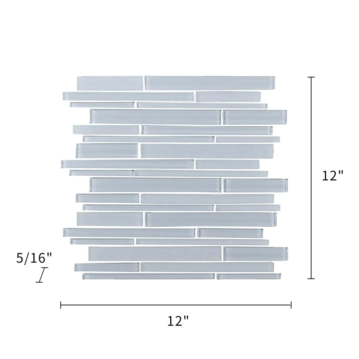 Ice Block Random Strip 12-in x 12-in Glass Mosaic Wall Tile( 10 sq. ft. /Box )