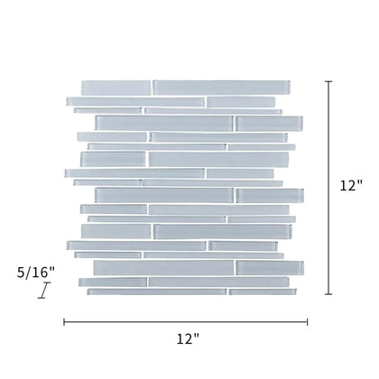 Ice Block Random Strip 12-in x 12-in Glass Mosaic Wall Tile( 10 sq. ft. /Box )