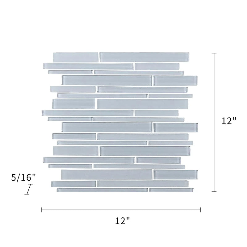 Ice Block Random Strip 12-in x 12-in Glass Mosaic Wall Tile( 10 sq. ft. /Box )