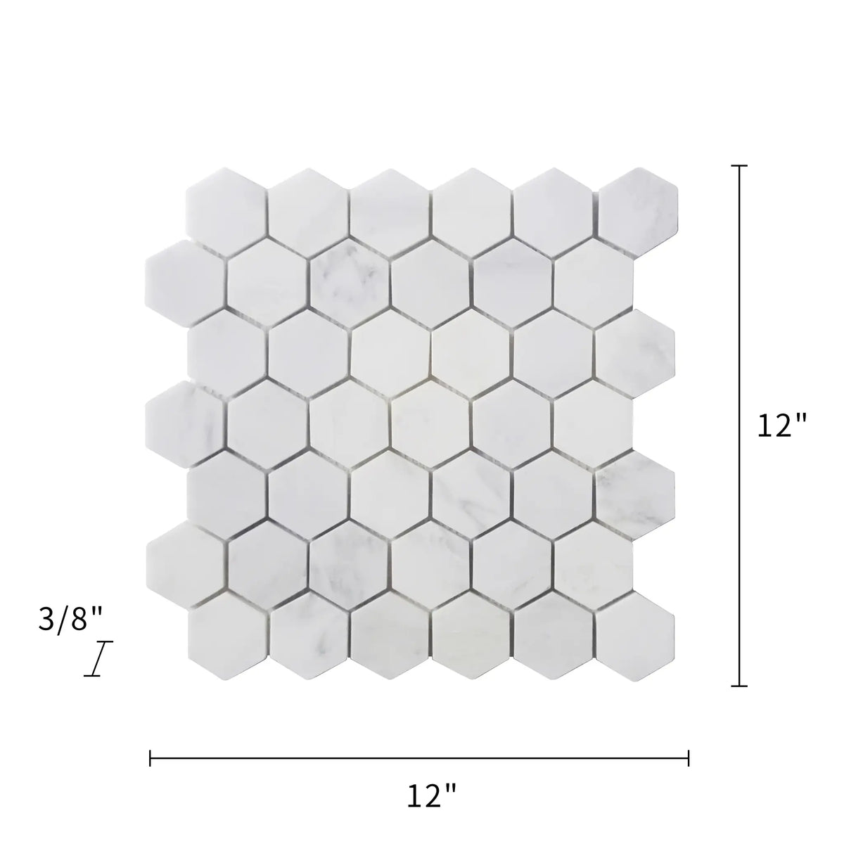 2-in Oriental White Hexagon Honed Marble Mosaic Floor and Wall Tile - Sample (Product Shown is Full Size)