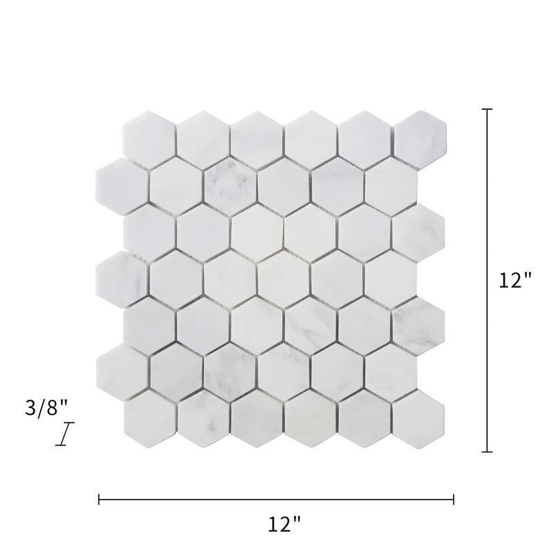 2-in Oriental White Hexagon Honed Marble Mosaic Floor and Wall Tile - Sample (Product Shown is Full Size)