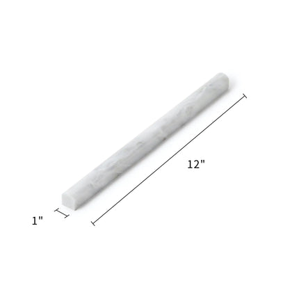 Oriental White 3/4-in x 12-in Polished Marble Pencil Molding Trim