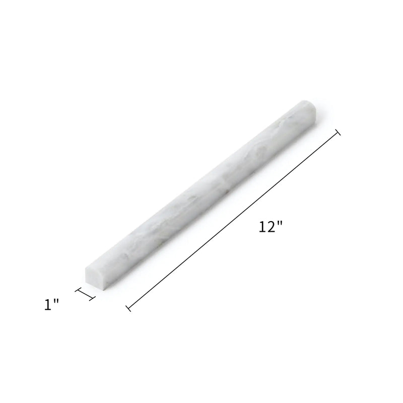 Oriental White 3/4-in x 12-in Polished Marble Pencil Molding Trim