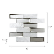 Carrara Marble & 3D Glass Mix 12-in x 12-in Glass Mosaic Wall Tile( 10 sq. ft. /Box )