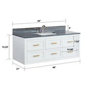 Ralph 48" Wall Mounted Vanity with Palissandro Blue Marble Top