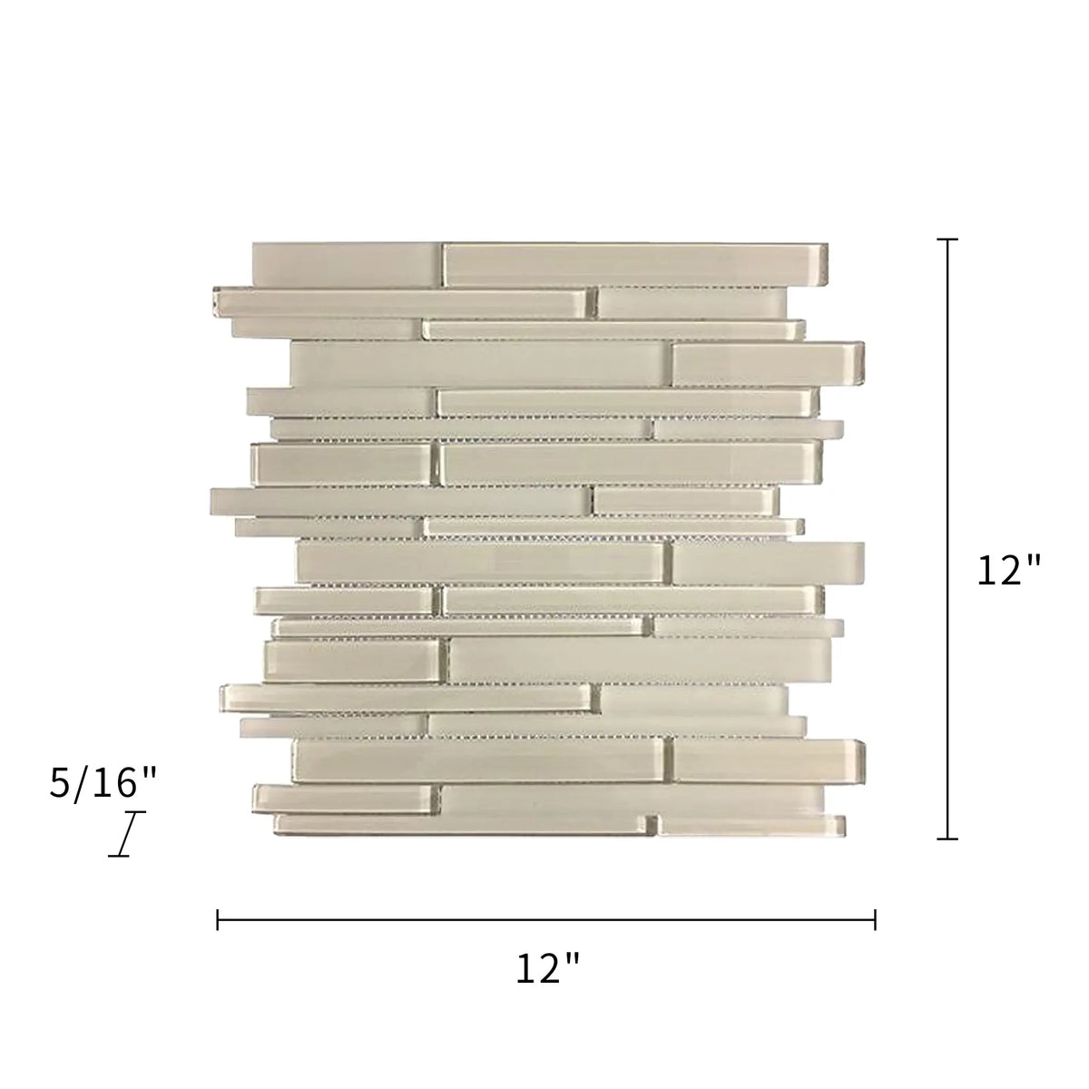 Nude Glass Mix Random Strip 12-in x 12-in Glass Mosaic Wall Tile( 10 sq. ft. /Box )