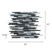 Gray Shadow Random Thin Strip 12-in x 12-in Glass Mosaic Wall Tile( 20 sq. ft. /Box )