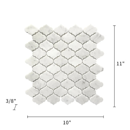 Mini Arabesque Carrara White 10-in x 11-in Waterjet Mosaic Wall Tile( 3.8 sq. ft. /Box )