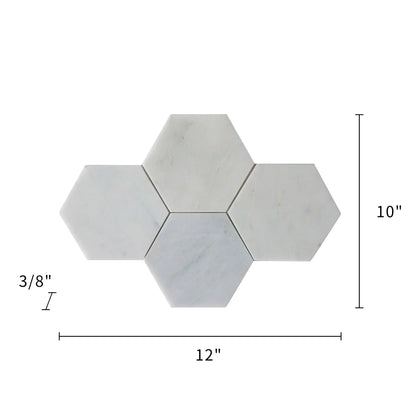 6-in Oriental White Hexagon 12-in x 10-in Honed Mosaic Wall Tile ( 4.15 sq. ft. /Box )