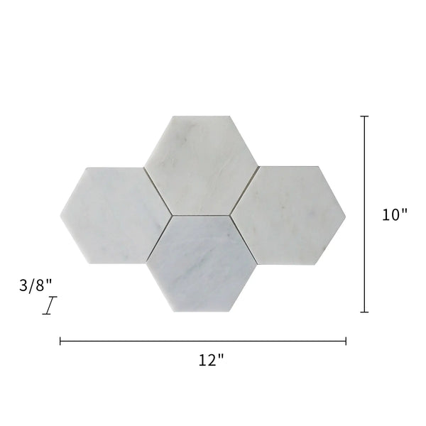6-in Oriental White Hexagon 12-in x 10-in Honed Mosaic Wall Tile ( 4.15 sq. ft. /Box )