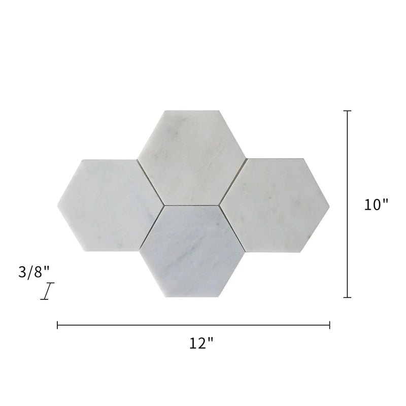 6-in Oriental White Hexagon 12-in x 10-in Honed Mosaic Wall Tile ( 4.15 sq. ft. /Box )