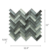 Misty Gray 11-in x 13-in Herringbone Glass Mosaic Wall Tile( 9.5 sq. ft. /Box )