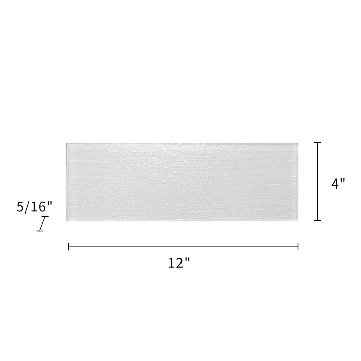 Linen Ice 4x12 inch glass wall tile dimensions illustration.