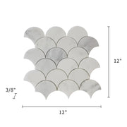 12-in x 12-in Polished Oriental White Shell Marble Mosaic Wall Tile( 5 sq. ft. /Box )