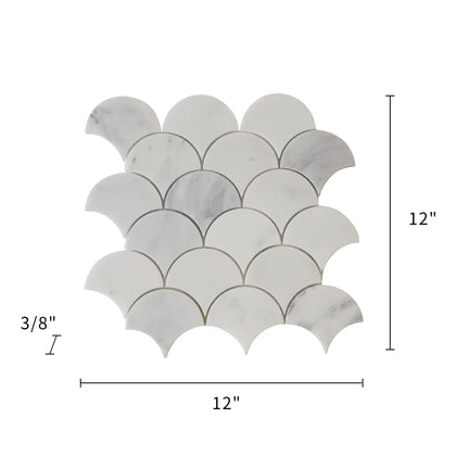 12-in x 12-in Polished Oriental White Shell Marble Mosaic Wall Tile( 5 sq. ft. /Box )
