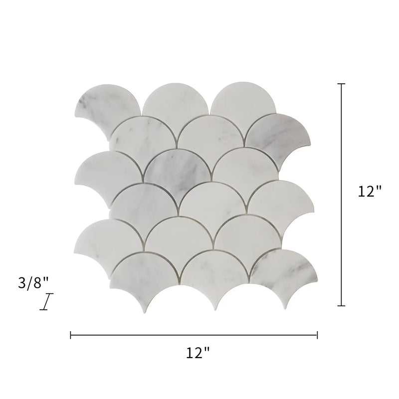 12-in x 12-in Polished Oriental White Shell Marble Mosaic Wall Tile( 5 sq. ft. /Box )
