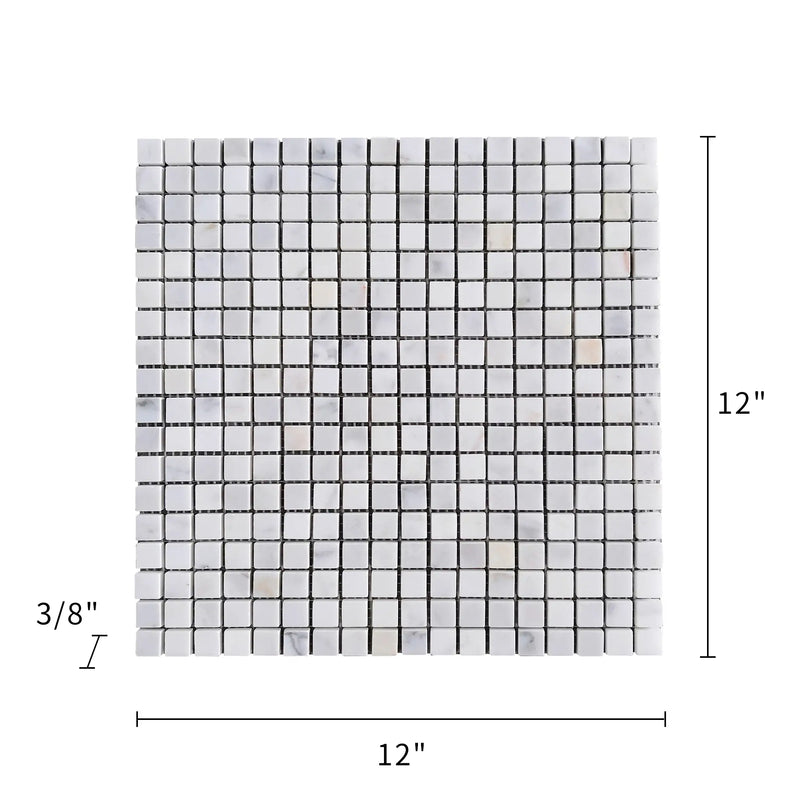 5/8" Calacatta 12-in x 12-in Polished Marble Mosaic Floor and Wall Tile( 5 sq. ft. /Box )