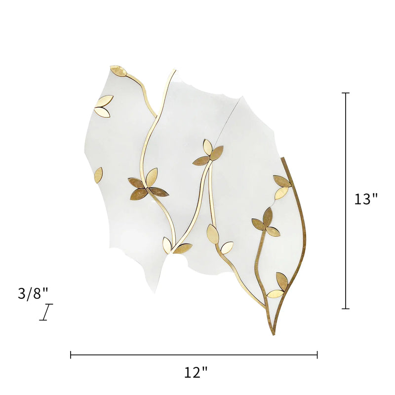 Size diagram of Thassos & Brass Floral Waterjet Mosaic Tile – 13x12 inch tile with 1.08 sq. ft coverage.