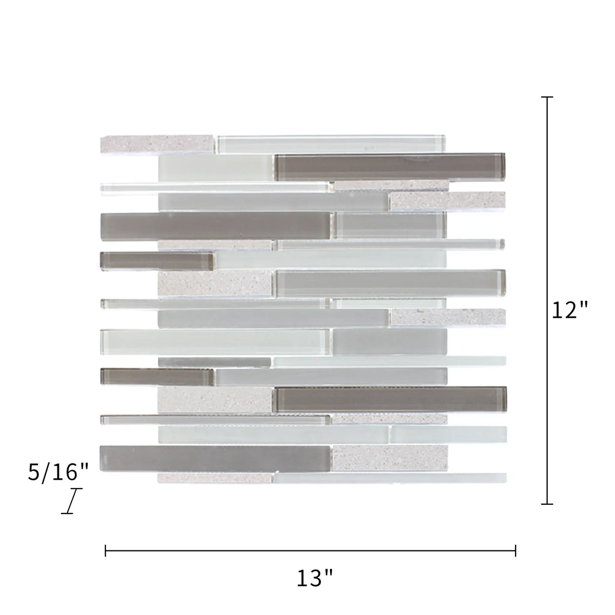 12-in x 13-in Clayton Random Strip Marble & Glass Mosaic Wall Tile( 10.8 sq. ft. /Box )