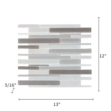 12-in x 13-in Clayton Random Strip Marble & Glass Mosaic Wall Tile( 10.8 sq. ft. /Box )