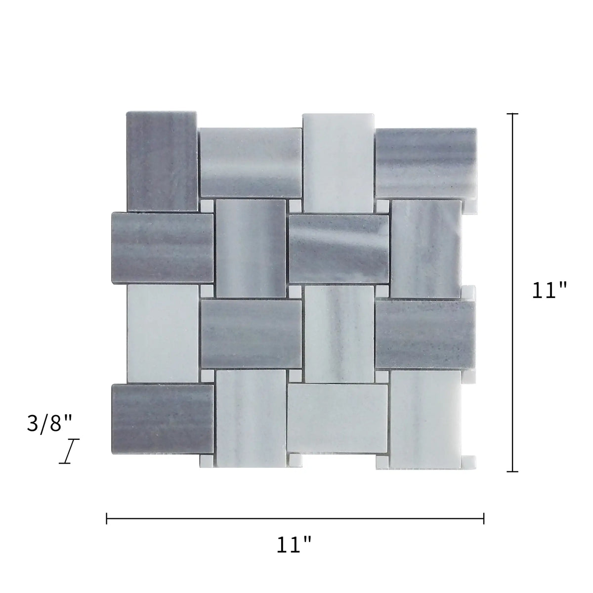 Zebra Basketweave 11-in x 11-in Polished Marble Mosaic Floor and Wall Tile( 4.15 sq. ft. /Box )