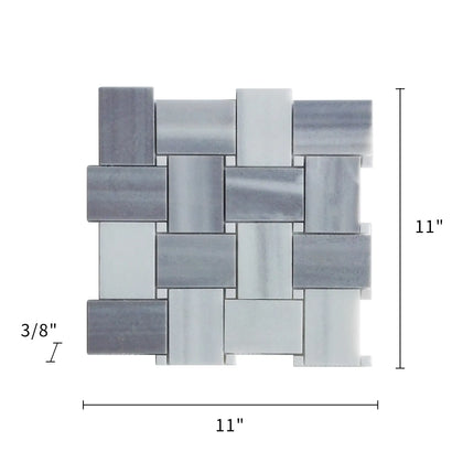 Zebra Basketweave Polished Marble Mosaic Floor and Wall Tile - Sample (Product Shown is Full Size)