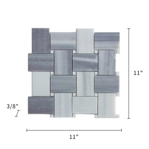 Zebra Basketweave 11-in x 11-in Polished Marble Mosaic Floor and Wall Tile( 4.15 sq. ft. /Box )