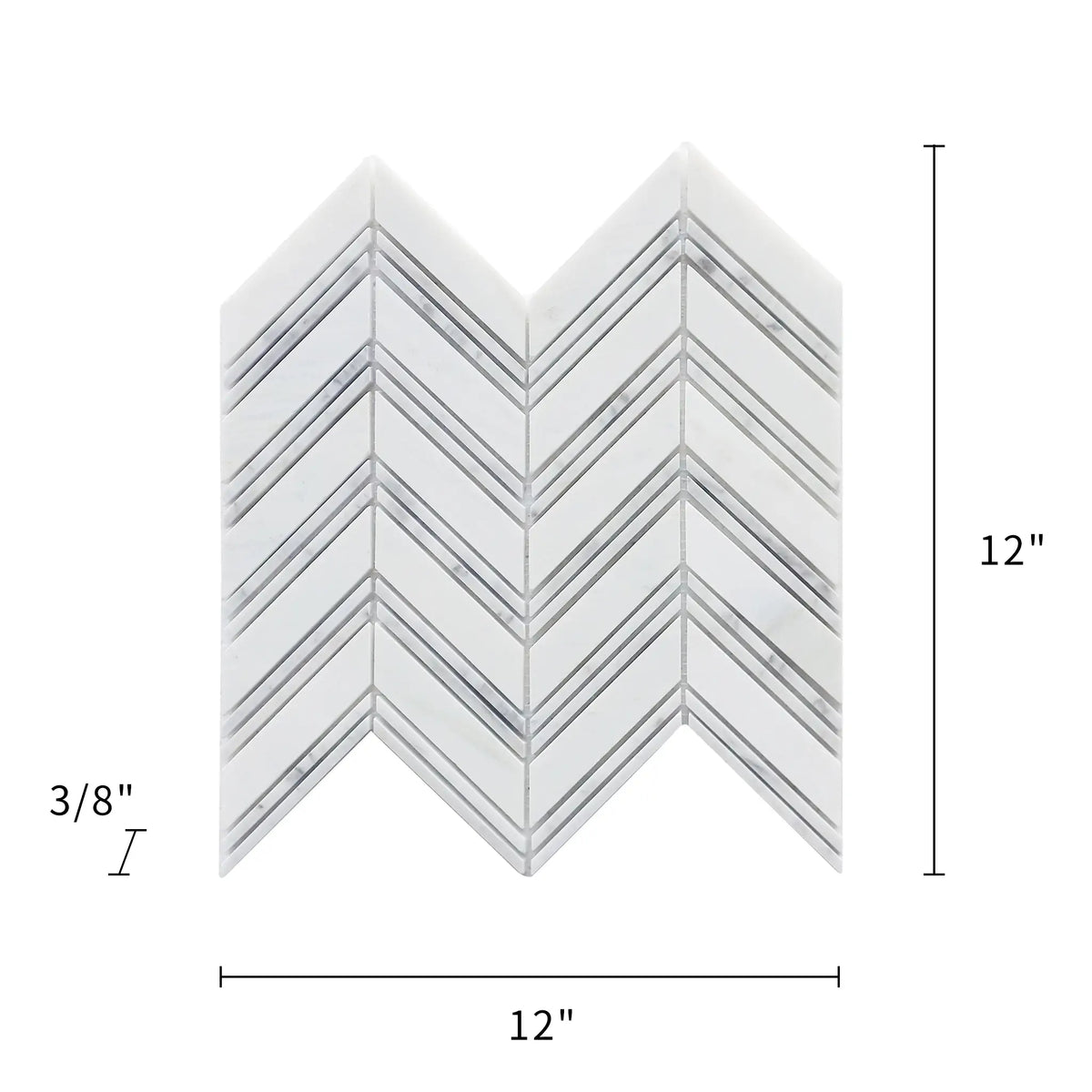 Carrara & Oriental White Chevron Polished  Marble Mosaic Wall Tile - Sample (Product Shown is Full Size)