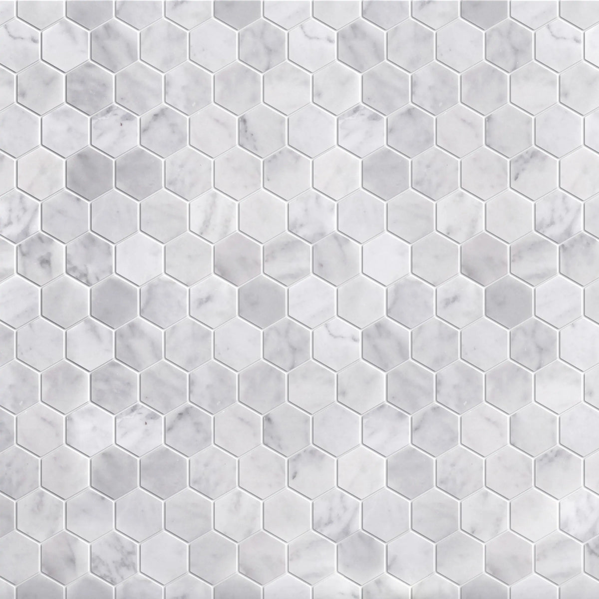 2-in Carrara White Hexagon 12-in x 12-in Polished Marble Mosaic Floor and Wall Tile( 5 sq. ft. /Box )