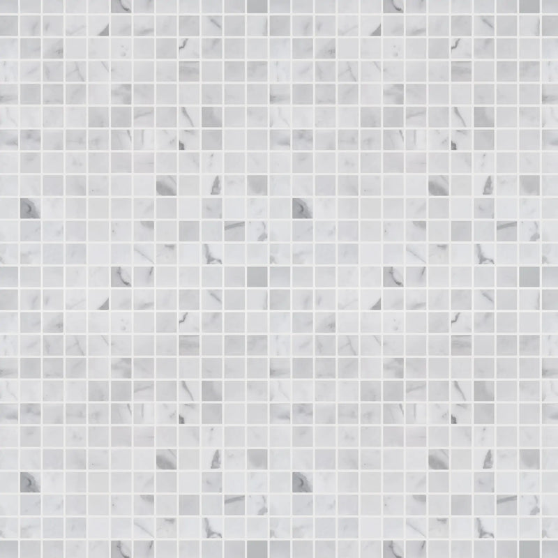 Sample display board of Calacatta Polished Marble Mosaic Tile – polished marble for showroom and presentations