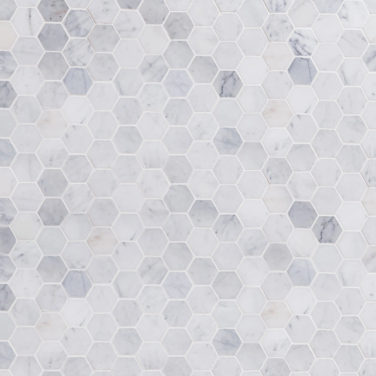 2-in Oriental White Hexagon Honed Marble Mosaic Floor and Wall Tile - Sample (Product Shown is Full Size)