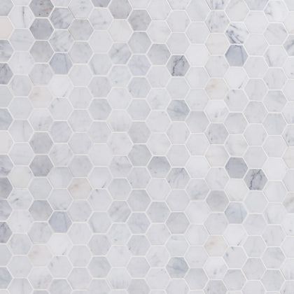 2-in Oriental White Hexagon 12-in x 12-in Honed Marble Mosaic Floor and Wall Tile ( 5 sq. ft. /Box )