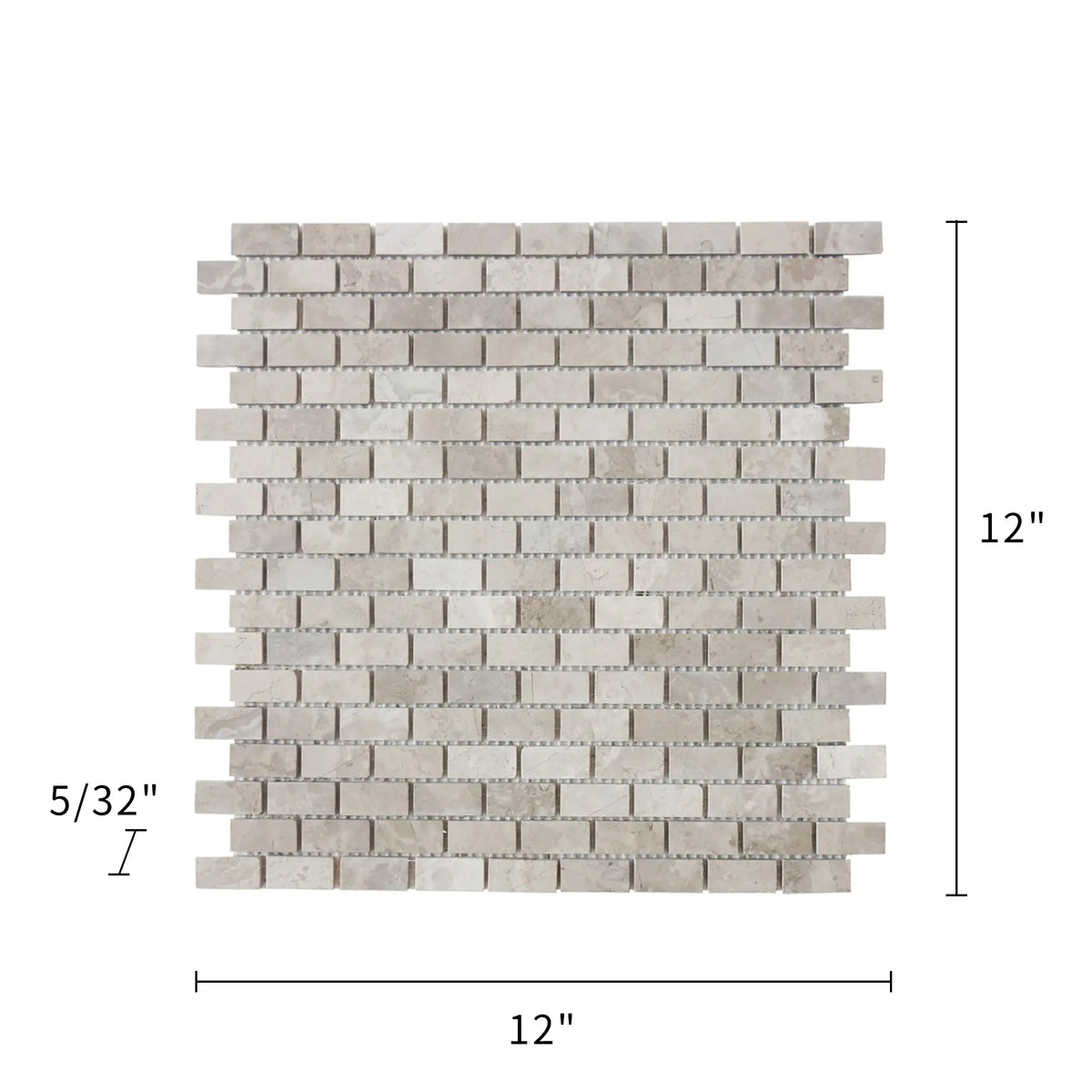 Wooden Mini Brick 12-in x 12-in Marble Mosaic Wall Tile( 10 sq. ft. /Box )