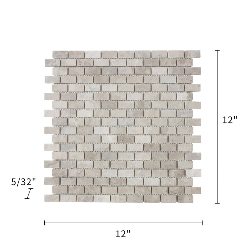 Wooden Mini Brick 12-in x 12-in Marble Mosaic Wall Tile( 10 sq. ft. /Box )