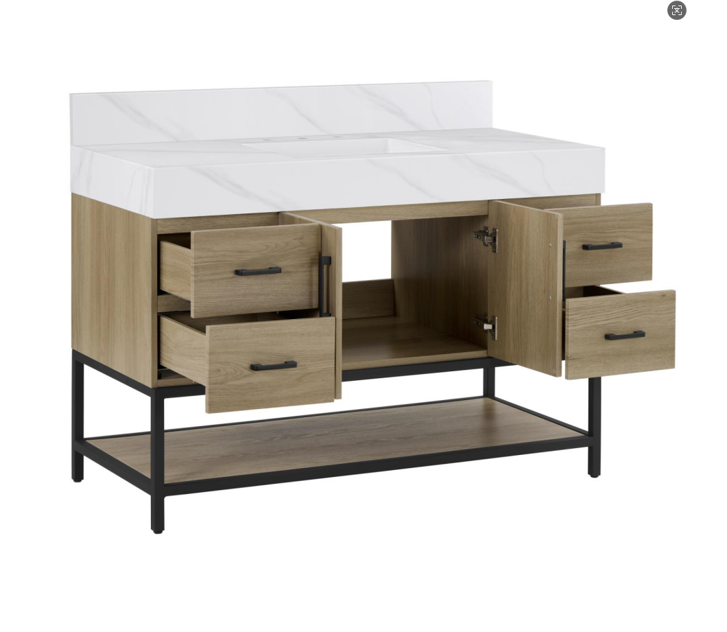 Utopia 48" Vanity in Dark Oak with Calacatta Sintered Stone Top
