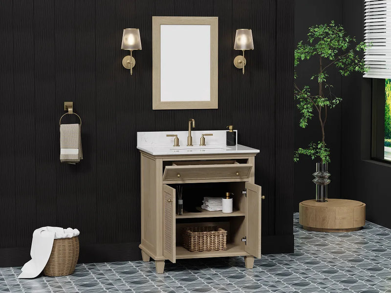 Ronnie 30" Vanity Set with White Carrara Quartz Top