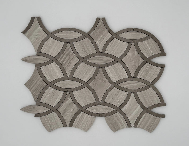 WW & Athens Gray Interlocking Circles 9-1/2-in x 14-1/2-in Polished Waterjet Mosaic Floor and Wall Tile( 4.8 sq. ft. /Box )