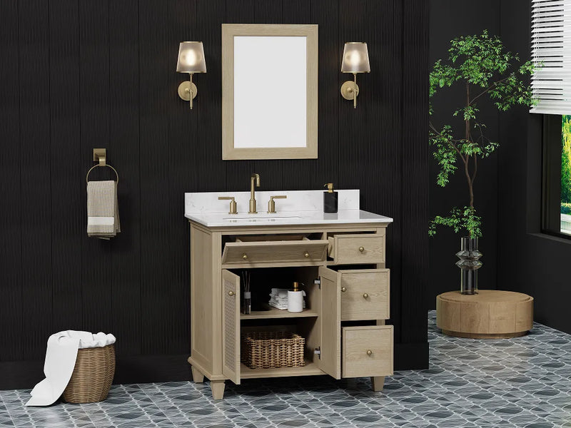 Ronnie 36" Vanity Set with White Carrara Quartz Top