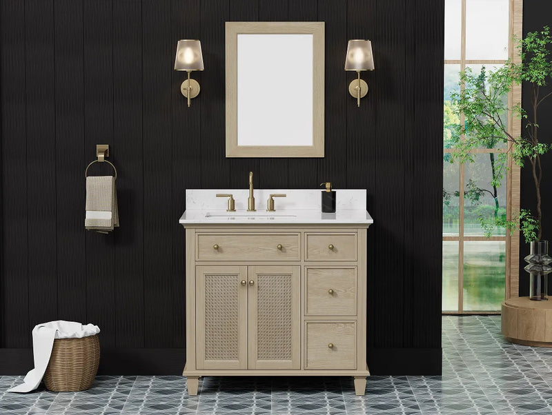 Ronnie 36" Vanity Set with White Carrara Quartz Top