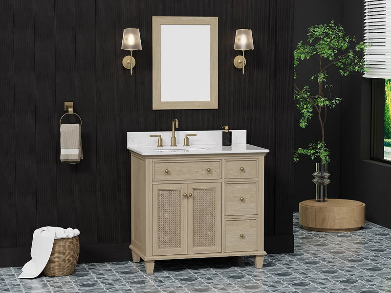 Ronnie 36" Vanity Set with White Carrara Quartz Top