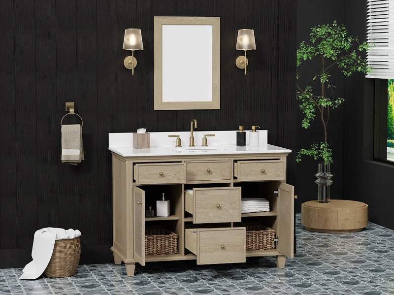 Ronnie 48" Vanity Set with Pure White Quartz top