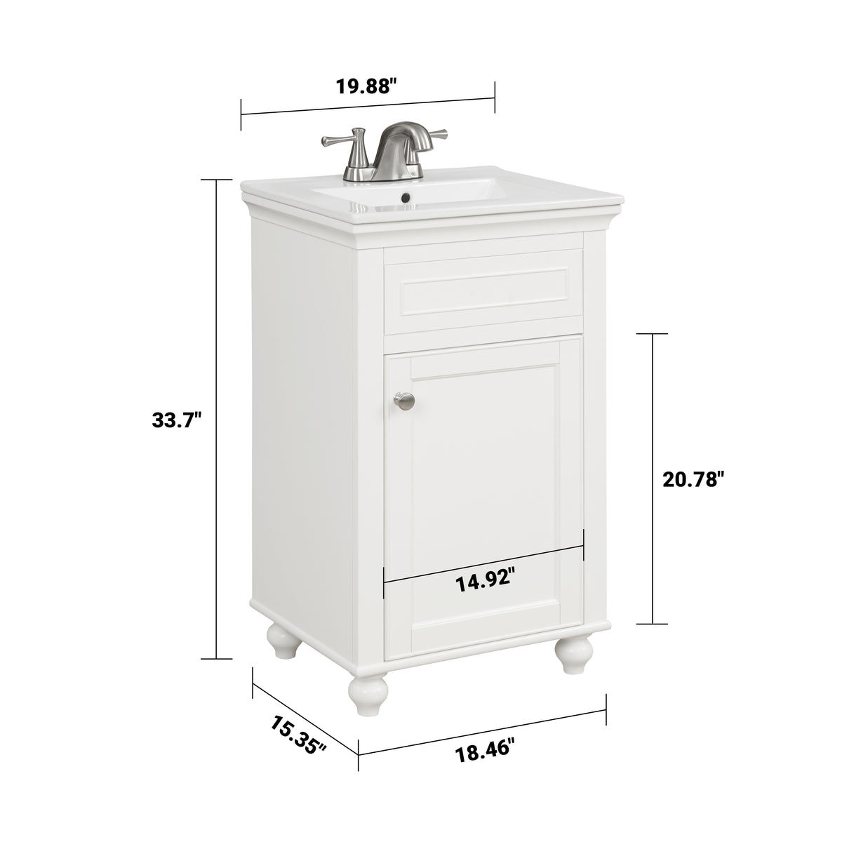 Mini 20" Single Vanity With Porcelain Top