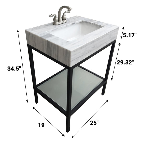 Vaia 24" Bathroom Vanity Set with Natural Marble Top
