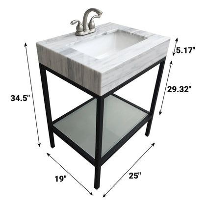 Vaia 24" Bathroom Vanity Set with Natural Marble Top