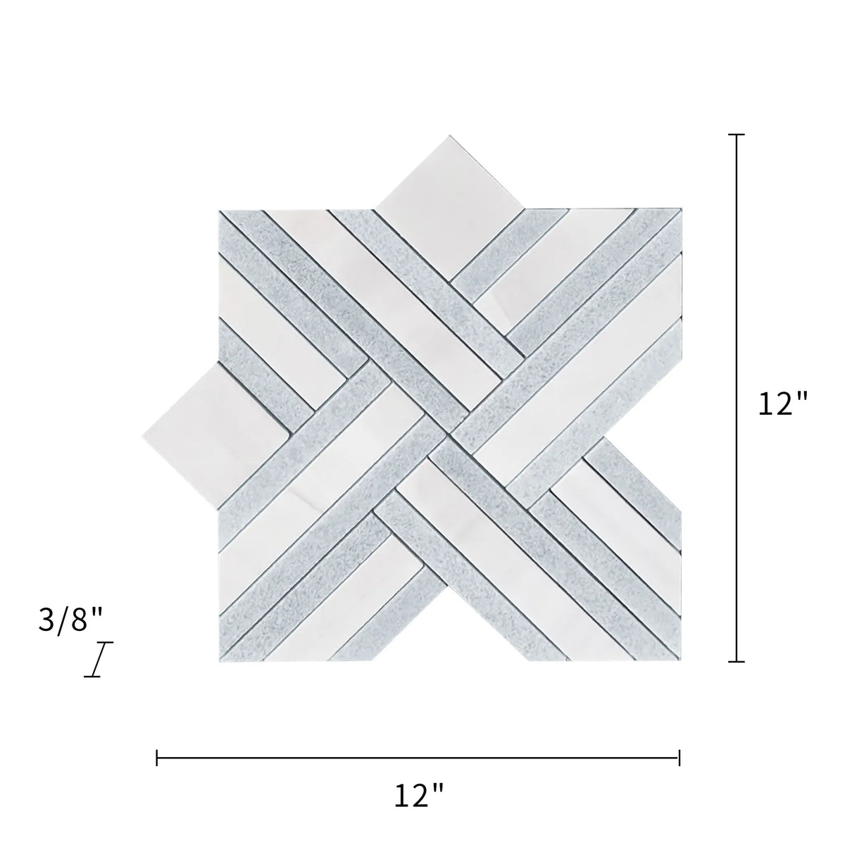 Blue Celeste & Dolomite Marble  12-in x 12-in Waterjet Mosaic Floor and Wall Tile( 5 sq. ft. /Box )