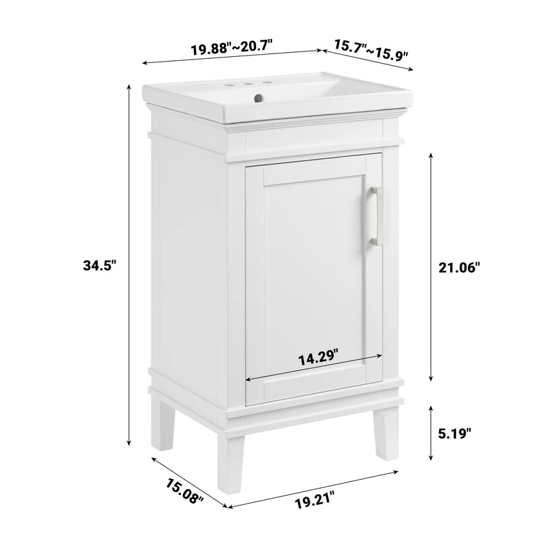 Elmington in Swan White Vanity 20" with Porcelain Top