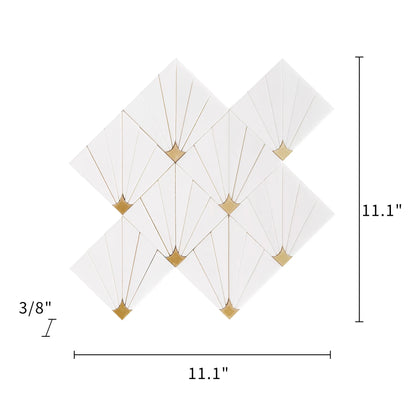 Thassos With Brass 11-in x 11-in Waterjet Mosaic Wall Tile( 4.3 sq. ft. /Box )
